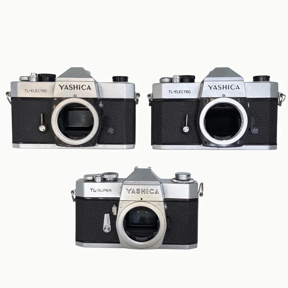 Lot of 3 Yashica TL-Electro & TL Super 35mm Film SLR Camera Body For Parts